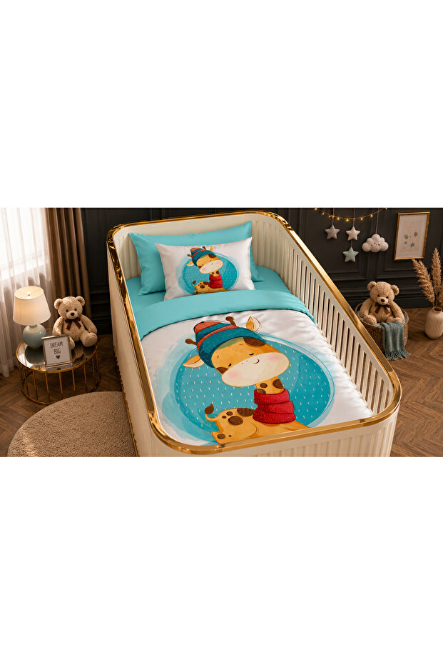 Digital Single Baby Duvet Cover Set with Giraffe Scarf