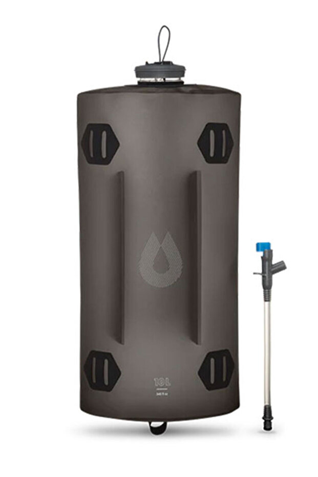 Seeker 10L Water Storage (Mammoth Grey), Ultra-Light Packable TPU-Coated Nylon Reservoir, Dual Baffles & 3D Base, Filter-Compatible Cap, Push-Flow Dispensing System for Camping & Hiking