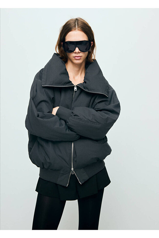Huni yaka bomber ceket - 1