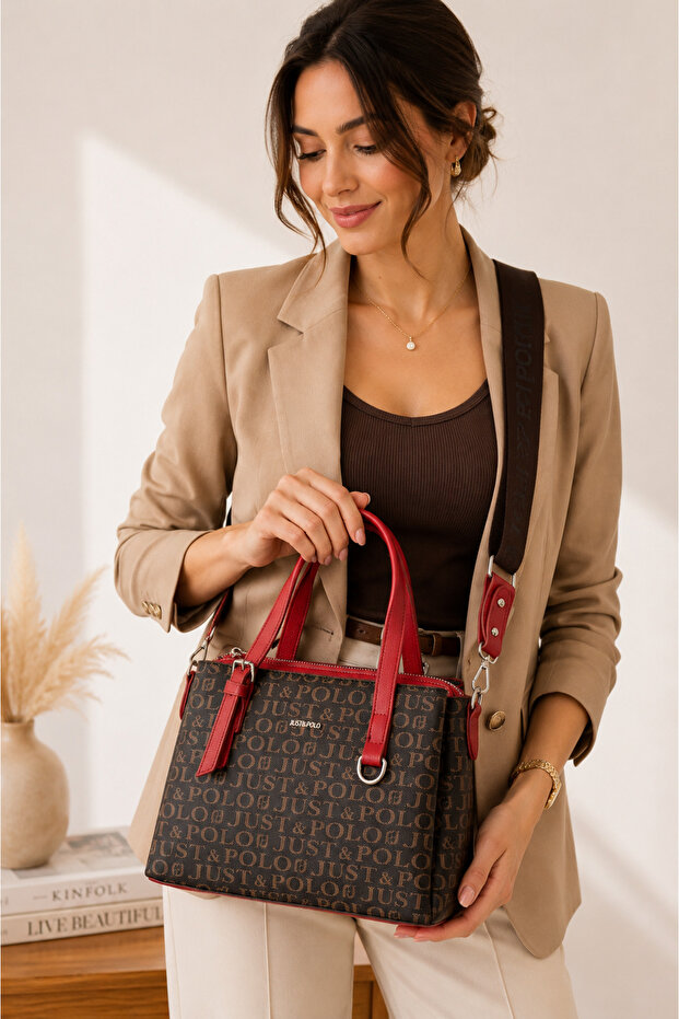 Original Women's New Season 3 Compartment Luxury Soft Leather Adjustable Cross Column Strap Shoulder Bag