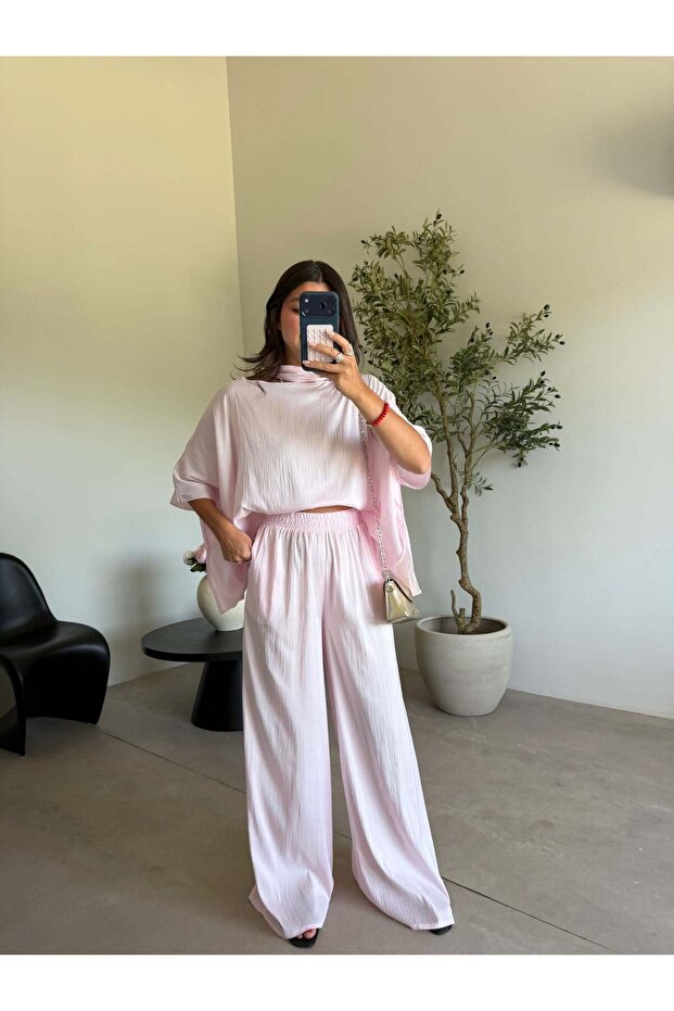 Pink Shawl Bat Sleeve Set