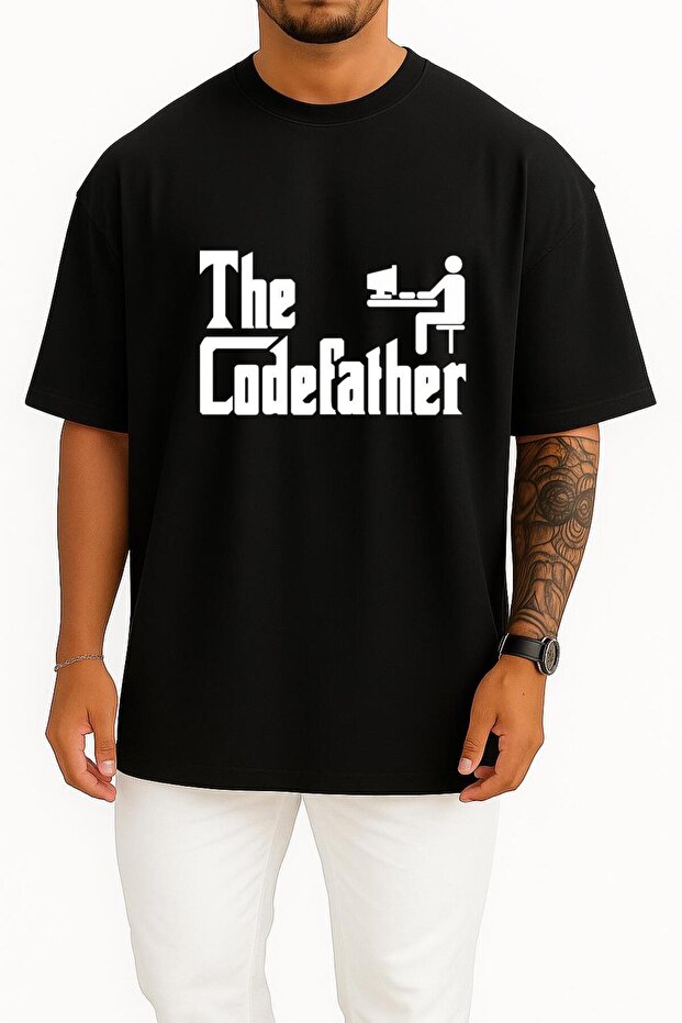 قصة فضفاضة The Codefather - تي شيرت مبرمج الكمبيوتر مطبوع للجنسين