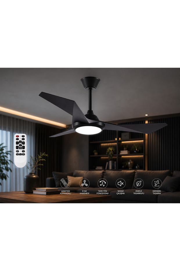 LEDLİ VE SESSİZ TAVAN VANTİLATÖRÜ
