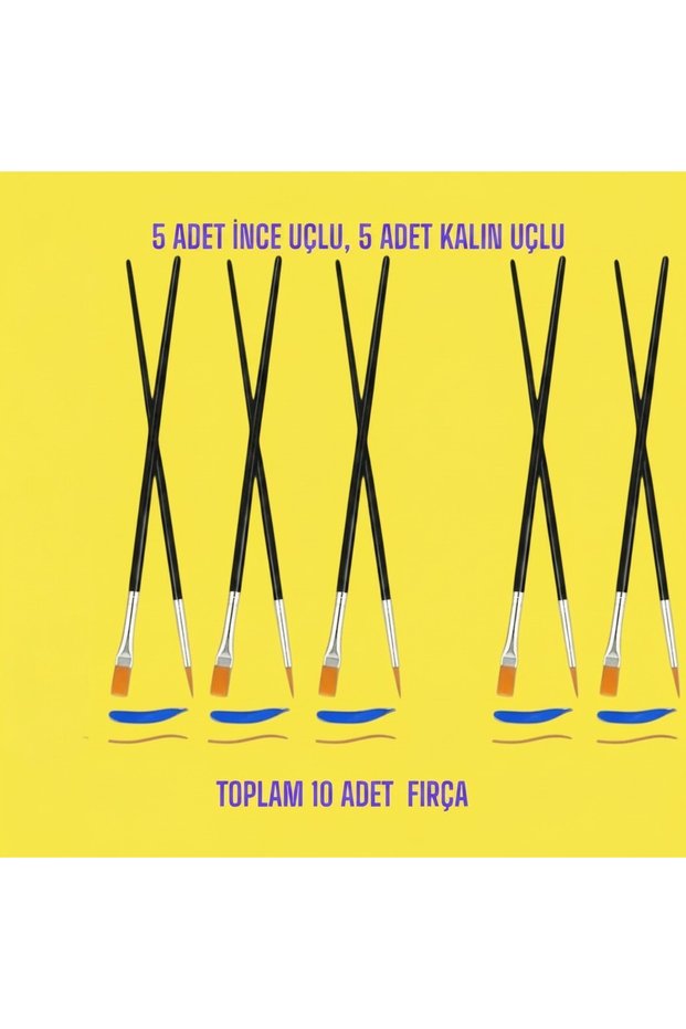 Painting Brush Set 10Pcs with 5 Fine Tip Brushes, 5 Thick Tip Brushes, for Watercolor, Acrylic Painting, Etc.