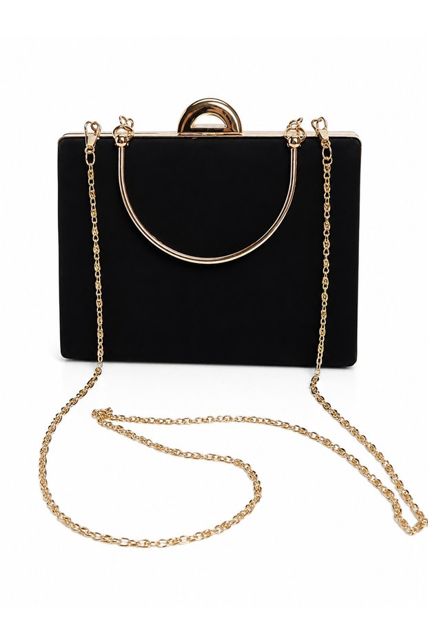Women's Black Evening Dress Portfolio Special Occasion Hand and Arm Chain Strap Bag