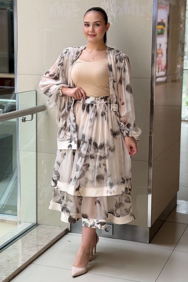 Patterned Chiffon Skirt