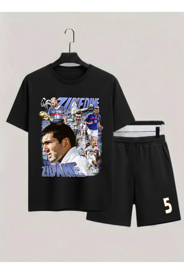 Zinedine Zidane Printed 100% Cotton Crewneck Children's T-Shirt-Shorts Two-Piece Set