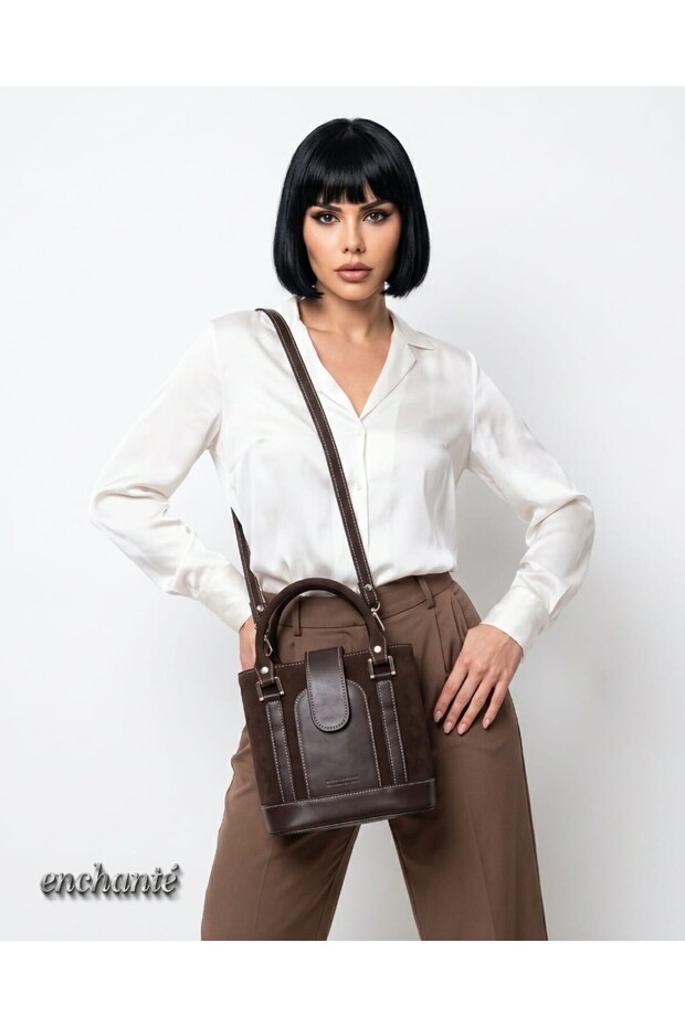 Brown Suede Women's City Bag