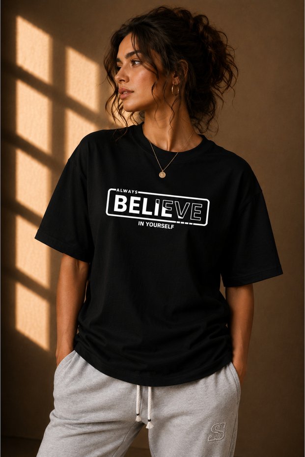 Unisex Large Size Believe Detail Printed 100% Cotton A++ Tshirt