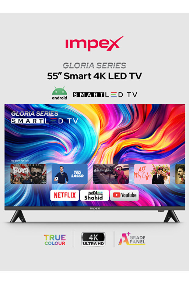 Gloria 55 UHD Smart 55 inch 4K Android TV Quad Core 8GB+1.5GB Frameless 2Y Super slim
