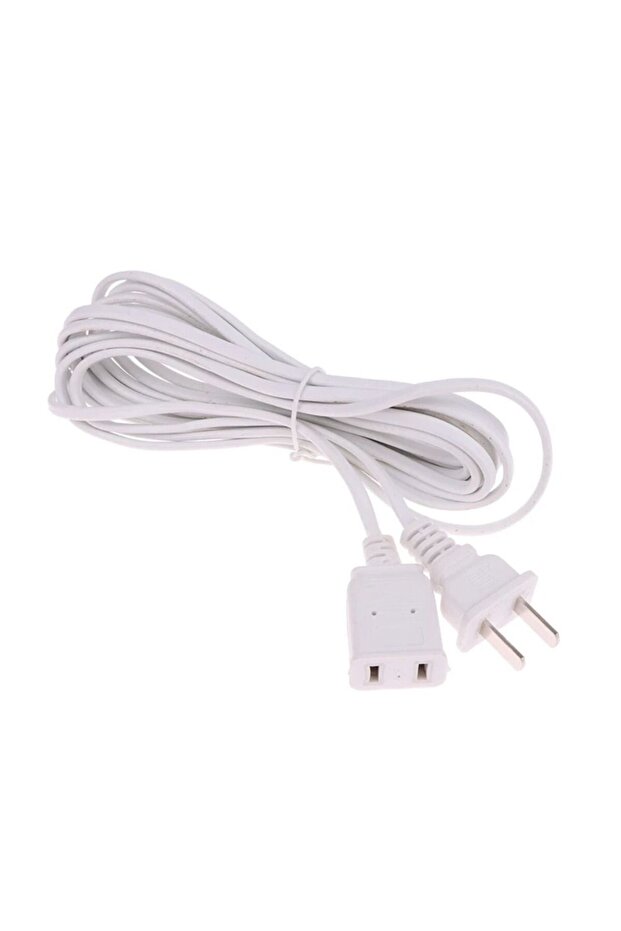 White-5M 2/3/5m PVC AC Power Cord White Black Line On/Off Switch Button Cables Wire Two-pin US Plug