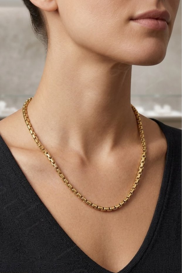 Gold Steel Necklace with Cobra Chain| Dear Jewelry Collection