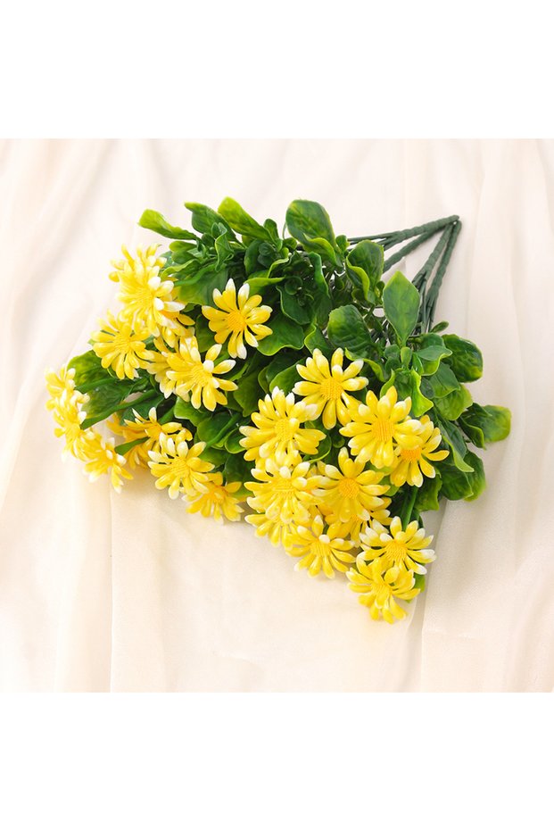 Yellow Daisy Artificial Flowers Bouquet 33cm Fake Plants for Home Decor Garden Wedding Decoration Ou