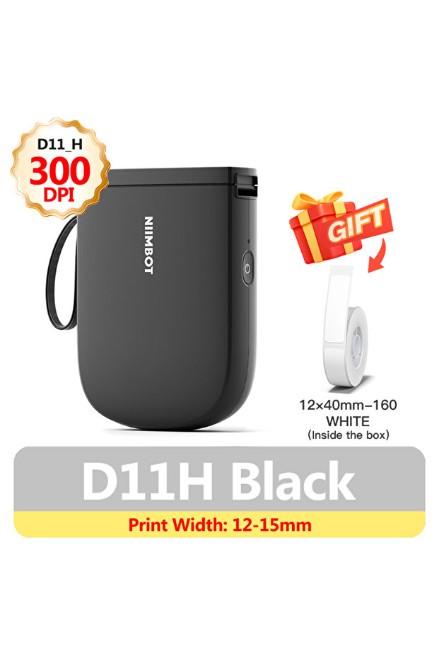 300DPI D11H BK Niimbot D110 D11H 300dpi Bluetooth Label Printer Compact Wireless&Feature-Rich for La
