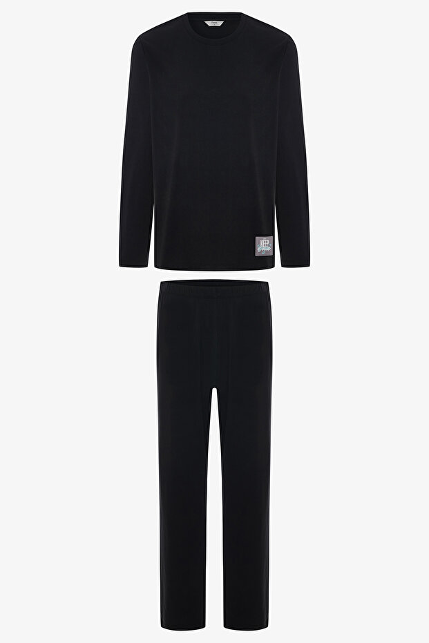 Men's Dark Anthracite Black Street Pants Pajama Set