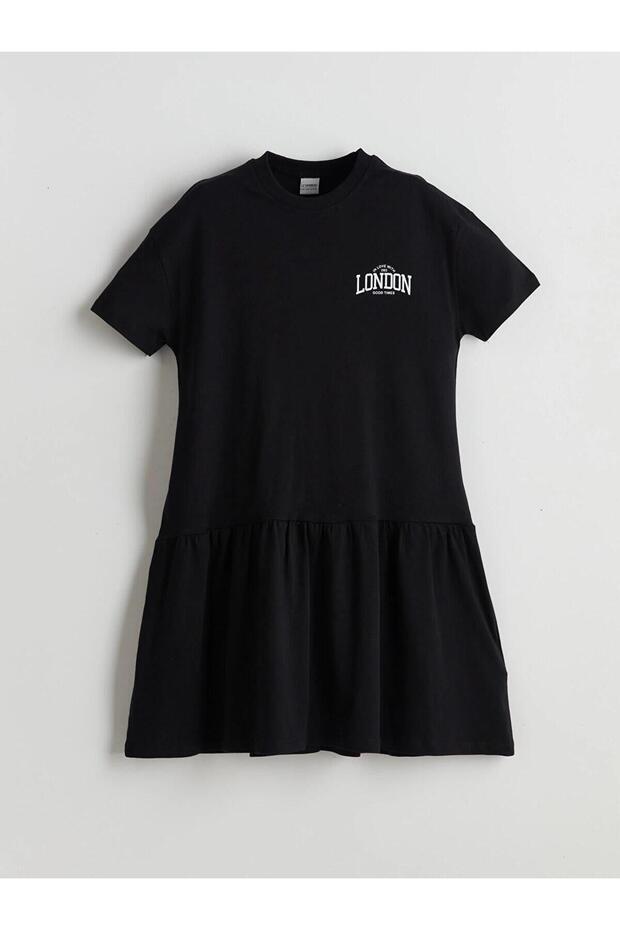 Crew Neck London Printed Girls' Dress (S5)