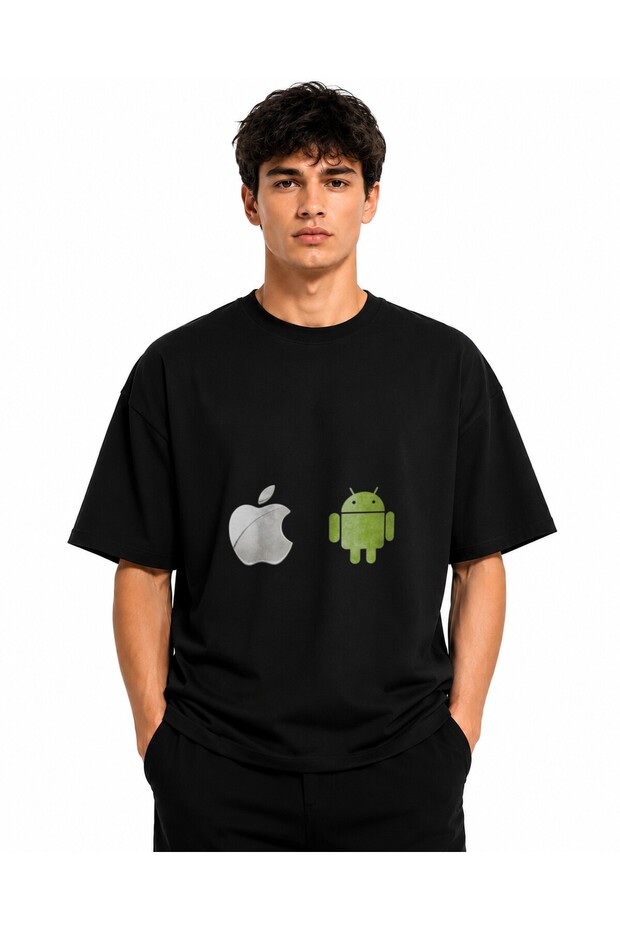Tricou Unisex Bumbac Premium Casual " Apple and Android "
