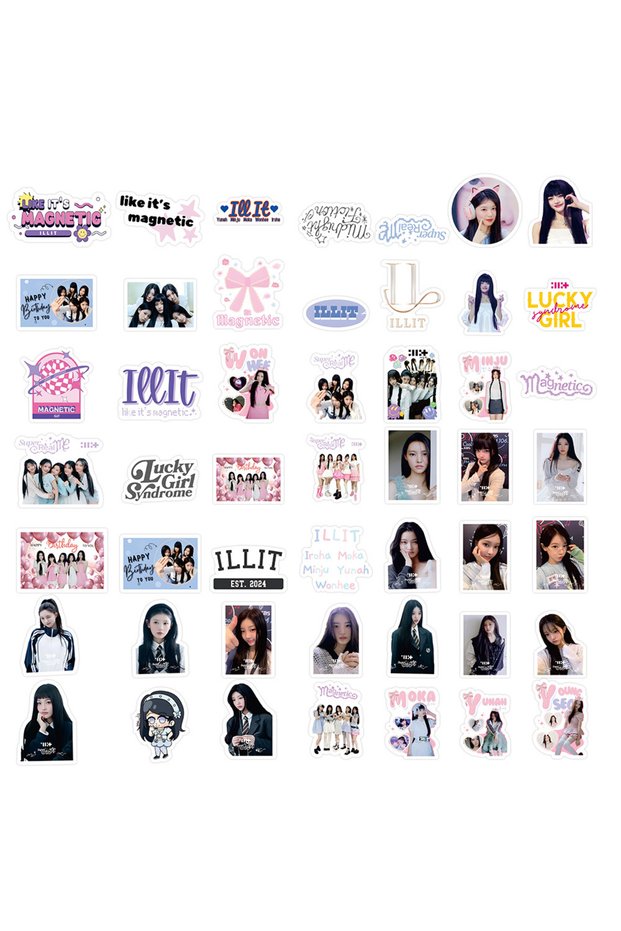 60pcs 60PCS NEW KPOP YUNAH MINJU Korean Girls' Group ILLIT graffiti stickers MOKA WONHEE Luggage No