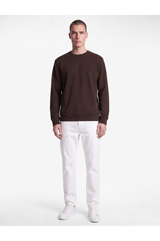 Viscose Blended Long Sleeve Crew Neck Basic Sweatshirt