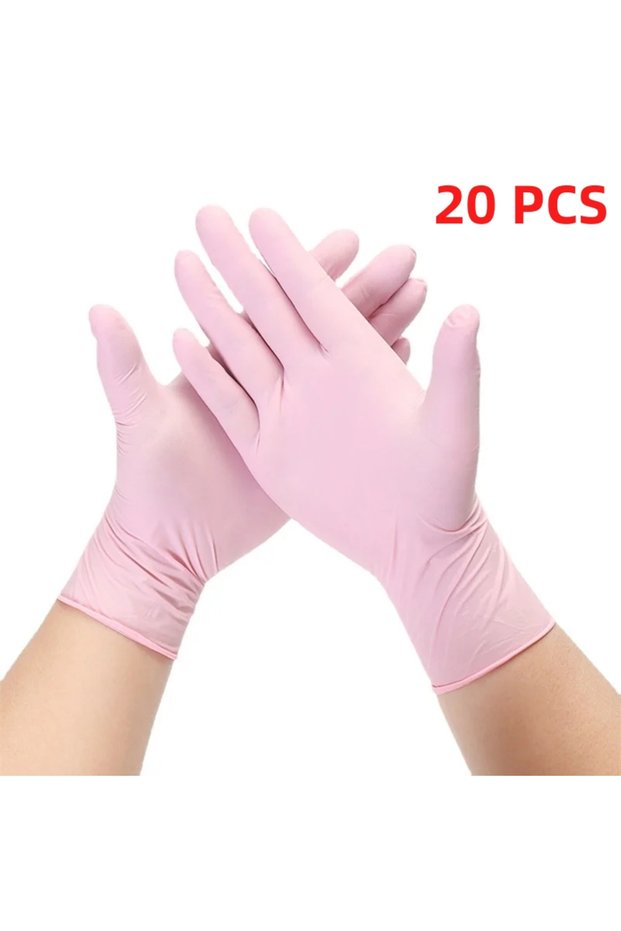 Pink 20PCS S 20/100PCS Pink Nitrile Gloves Disposable Powder Free Tattoo Gloves for Household Cleani