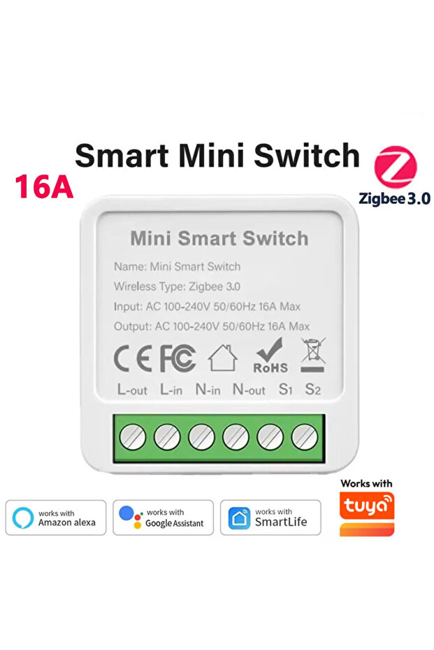 مفتاح إضاءة ذكي ZIGBEE 16A بتقنية ZigBee و Wifi، ريلاي صغير 16A/20A لـ TUYA وأليكسا وجوجل مع وظيفة مؤقت 2-