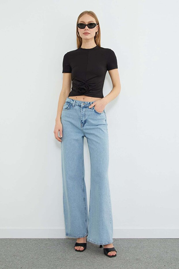 Zippered Palazzo Jean