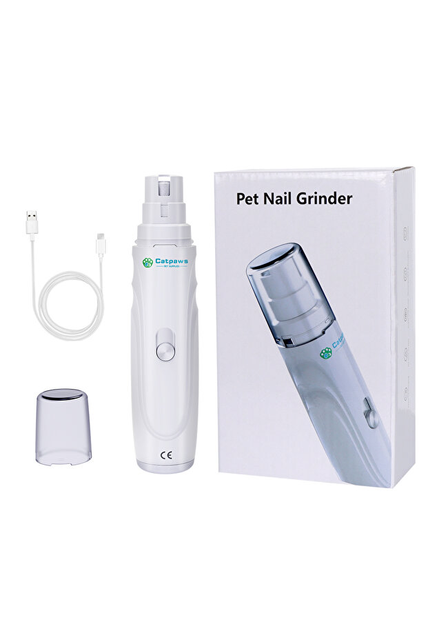 WHITE Dog Nail Grinder USB Rechargeable Electric Pet Paws Clipper & Trimmer Painless Paws Grooming Q