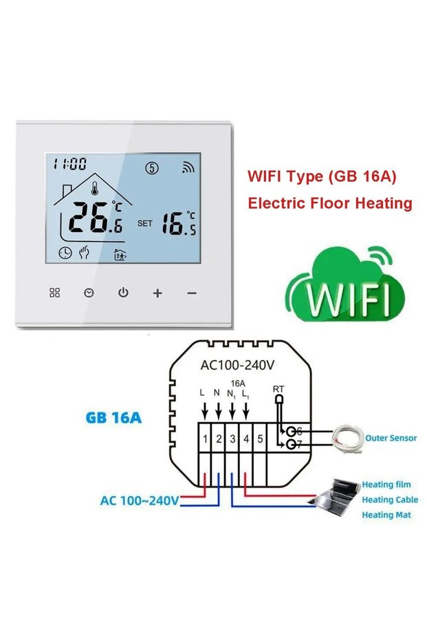 M4A-GB-B-WIFI MINCO HEAT Warm Floor Thermostat Tuya WiFi 3A 16A Electric/Gas Boiler/Water Heating Te