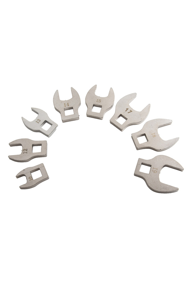 8pcs 8Pcs 3/8In Drive Crowfoot Wrench 10 To 19mm Metric Foot Open End Spanner Metric Movable Open Ra