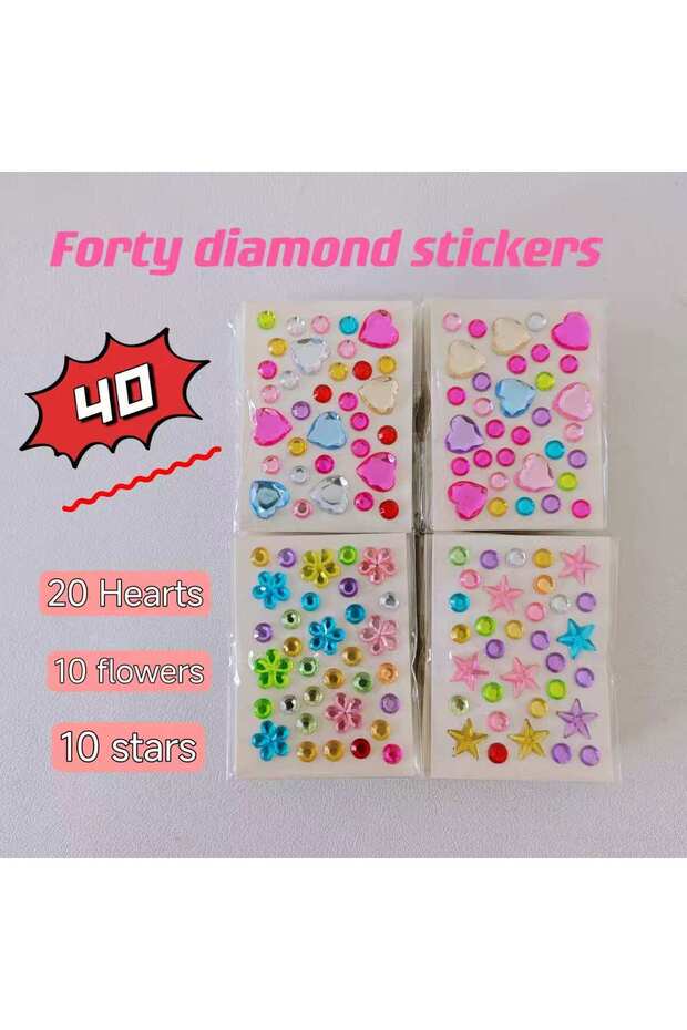 40 sheets 40 Style Wholesale Colorful Diamond Mini Sticker Accessories DIY Acrylic Three-Dimensional