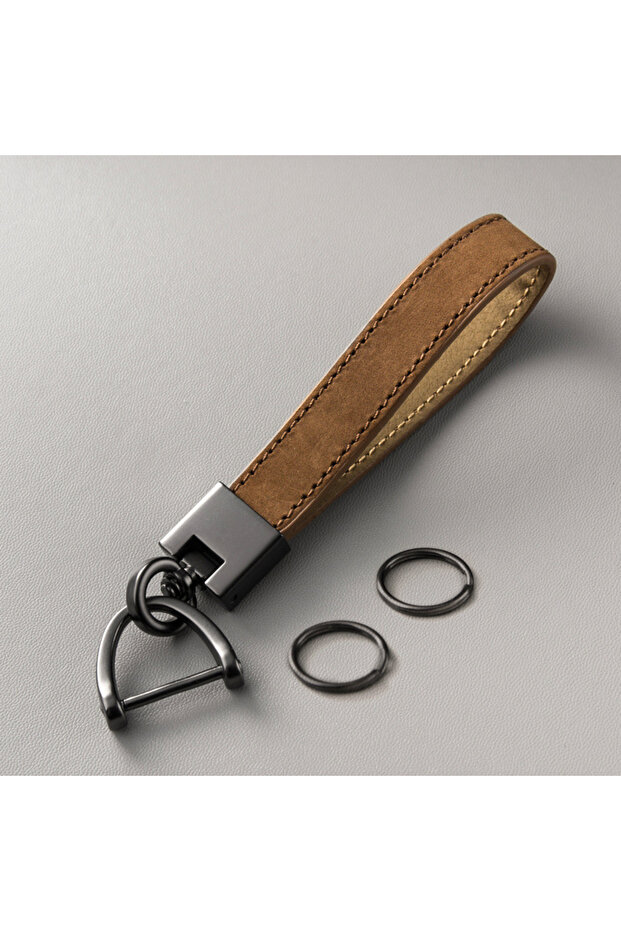 Coffee color Key Chains for Men and Women Top Layer Cowhide Car Key Pendants, Genuine Leather Key Ch