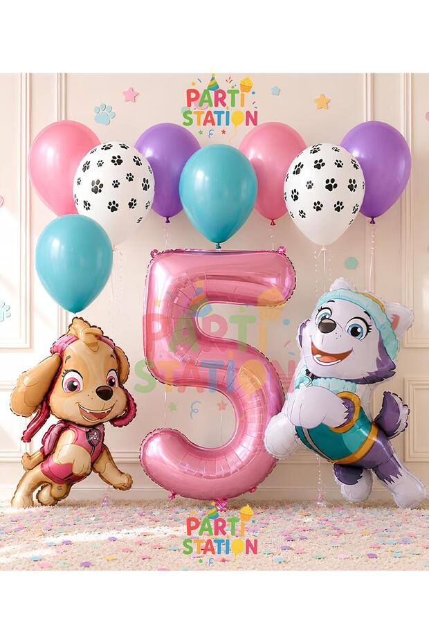 Paw Patrol Skye 5 Years Old Balloon Set Police Dog Paw Patrol Skye and Everst Birthday Balloon Set
