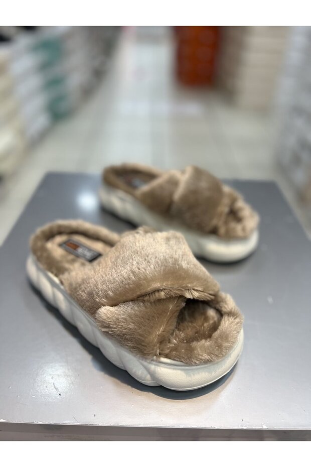 High Sole Cross Banded Soft Women's Home Slippers