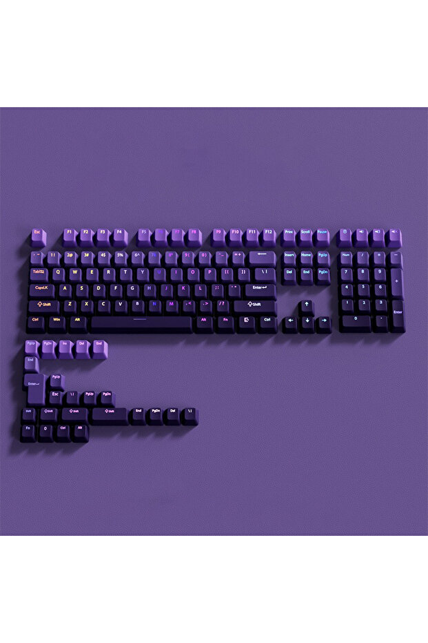 Purple New 10 Gradient Colors PBT Keycaps 134 Keys OEM Profile Double-shot Keycap Set for Mx Cherry
