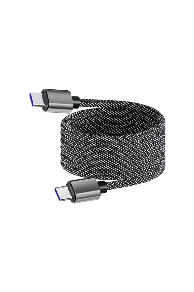 Black 1m C to C 66W USB C To C Magnetic Cable USB A To Type C Fast Charging Nylon Braided Charging C