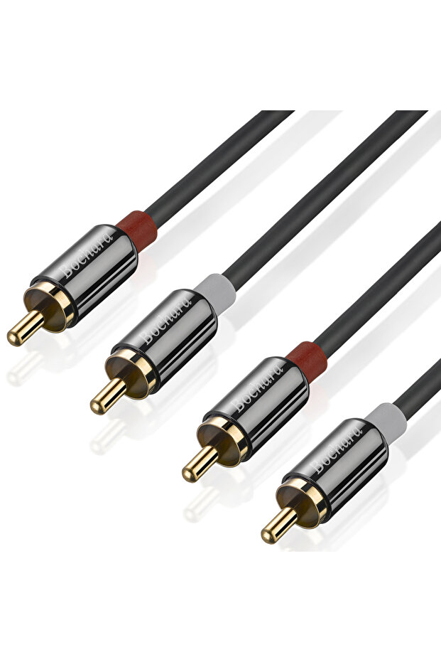 10m Black Cable Bochara 2RCA Male to 2RCA Male OFC Audio Cable Copper Shell Foil+Braided Shielded 10