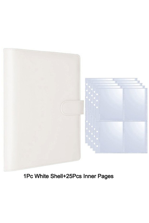 White -25 pages 25pcs Page(4 Grids) Photo Card A5-Binder Kpop Photo Albums Idol Cards Loose-leaf Col