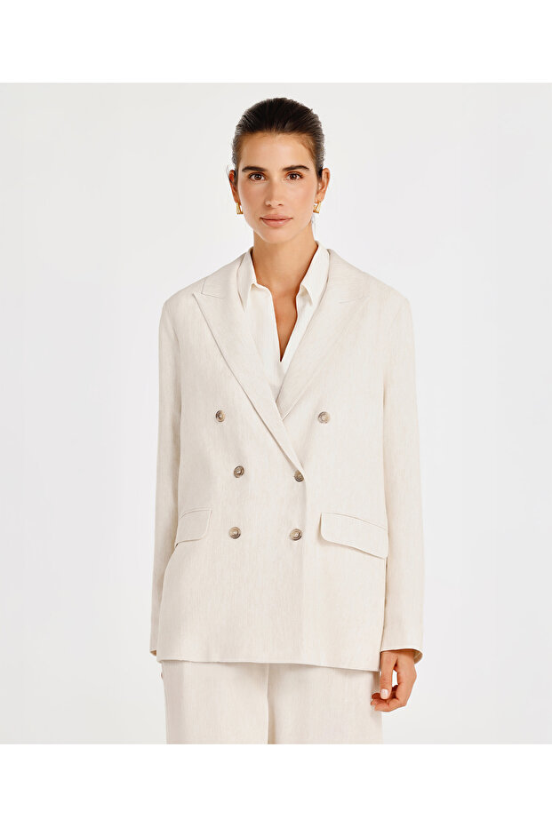 Double Breasted Closure Swallow Collar Jacket - 2