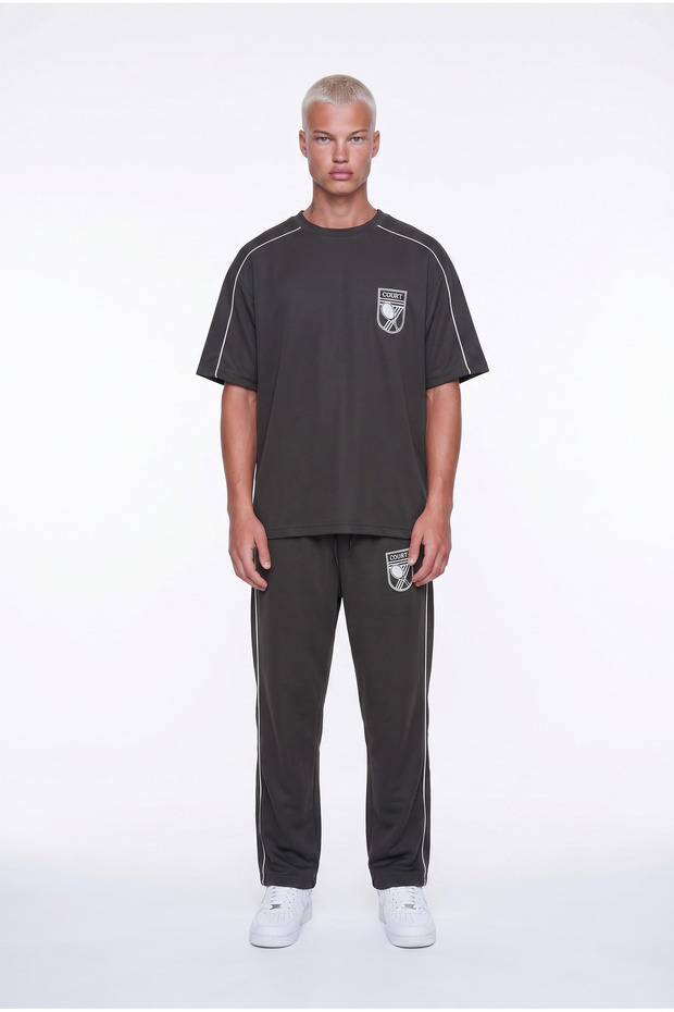 Men's Court Printed Regular Fit Tracksuit Set Brown