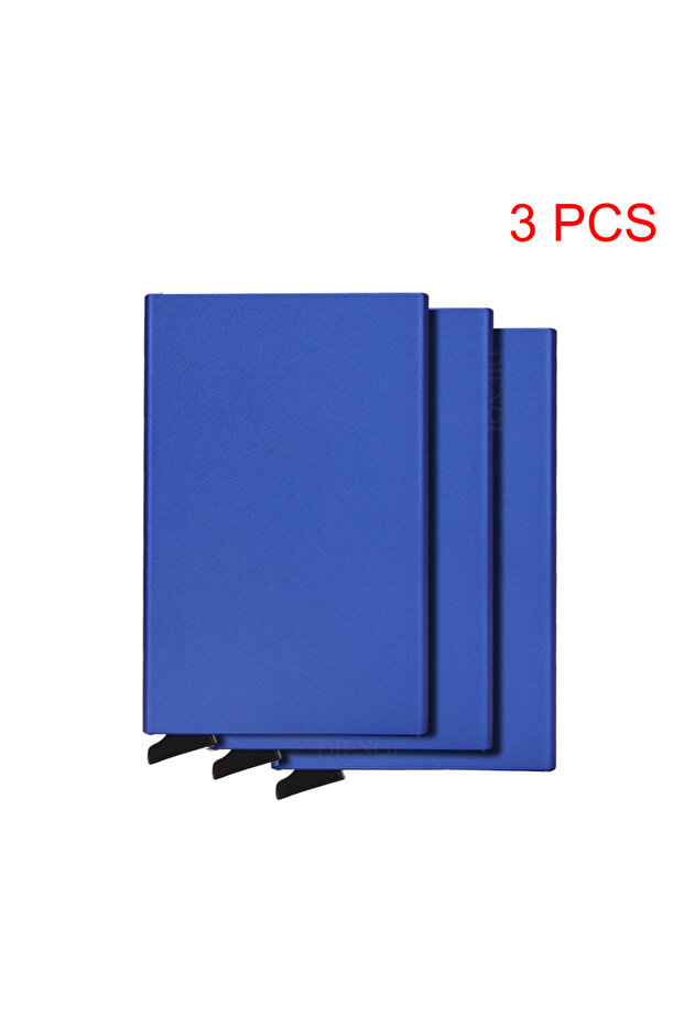 Blue 3PCS Rfid Holder Metal Thin Slim Smart Wallet Men Women Wallets Pop Up Minimalist S