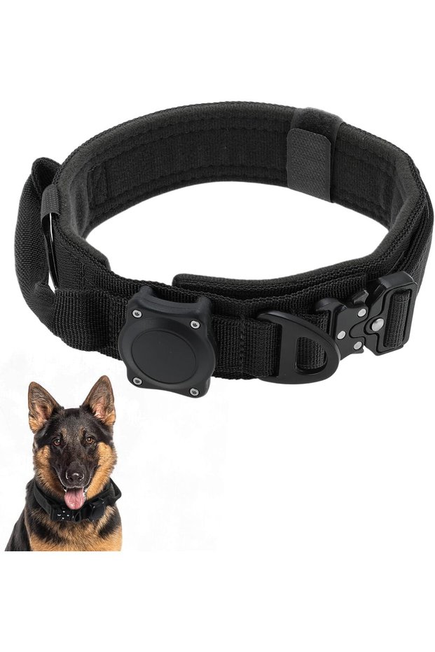 M Black Dog Collar Waterproof Tactical Dog Collar with Control Handle Zinc Alloy Buckle Pte Collar f
