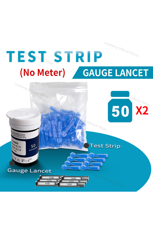 NoMeter-100Strip JUSTLANG Medical Glucometer 50/10 SET Blood Glucose Meter Mmol/L Mg/dl Glucometro