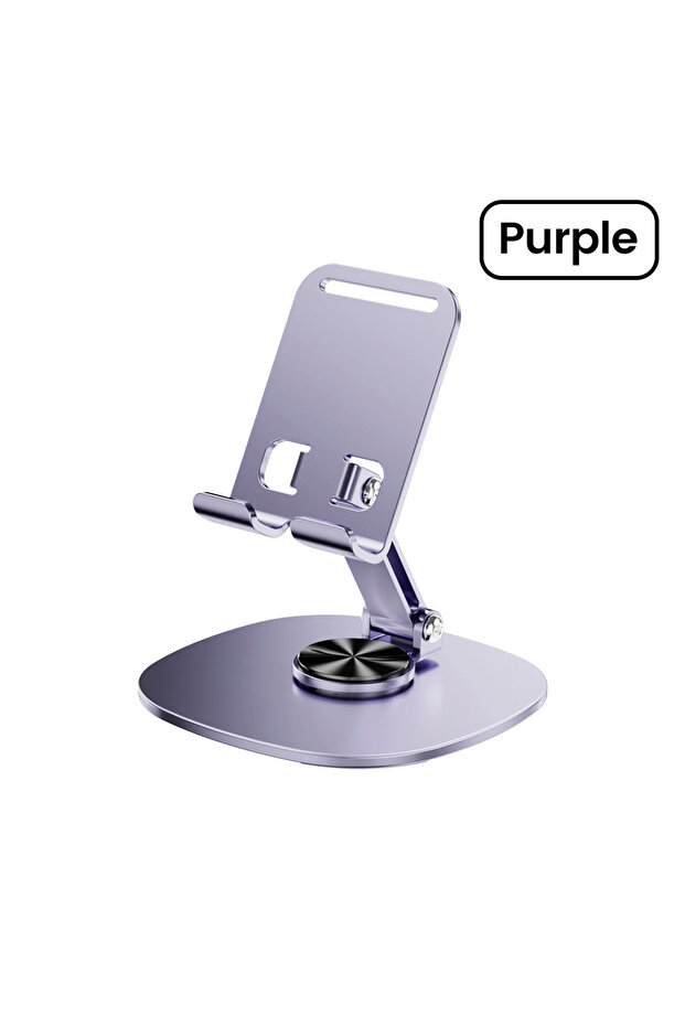 Purple Foldable Mobile Phone Stand 360 Rotation Desktop Holder For iPad iPhone 15 14 13 Pro Tabl...