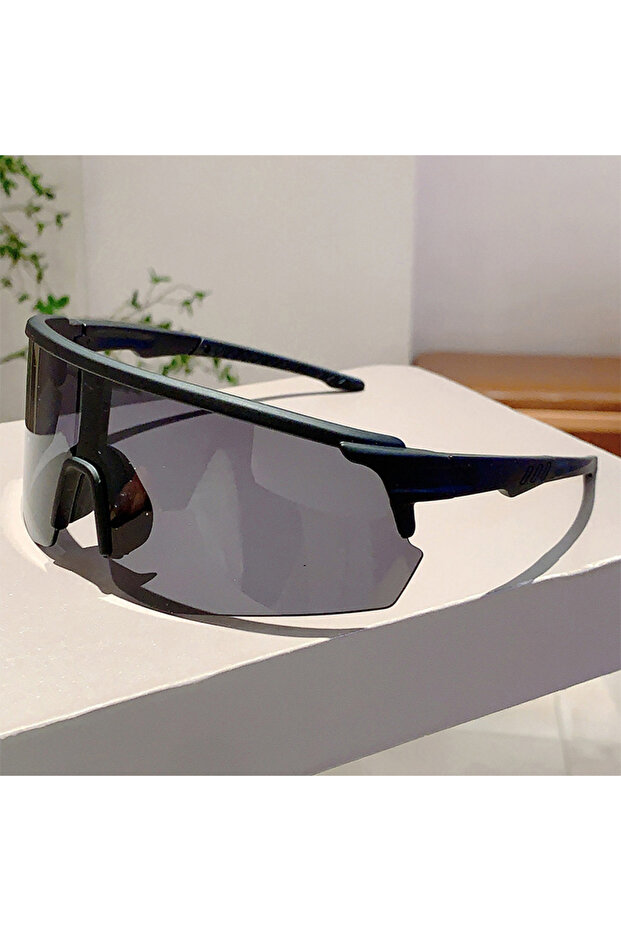 ONE SIZE Black Oversized Fashion Cycling Sunglasses Anti Wind Flash Coating Protective Glasses UV400