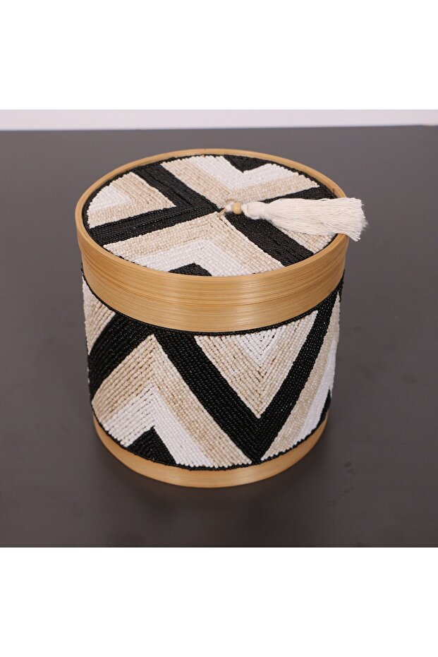 Bali Beaded Bamboo Storage Box L 20X20 cm