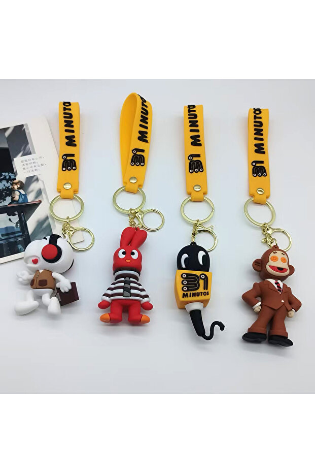 set of 4 pcs Creative Cartoon Electronic Music Team Keychain Pendant