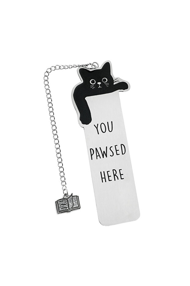 SQ1936 Creative cat waving design with colorful stainless steel text bookmark, giving the best readi