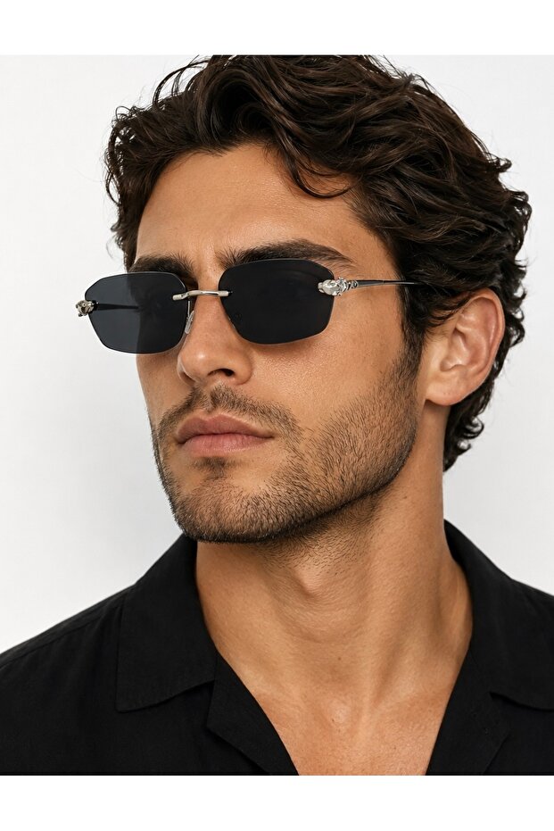 Aura Men's Rectangular Sunglasses, Uv Protection, Retro Vintage Design, Stylish Premium Glasses with Gold Detail