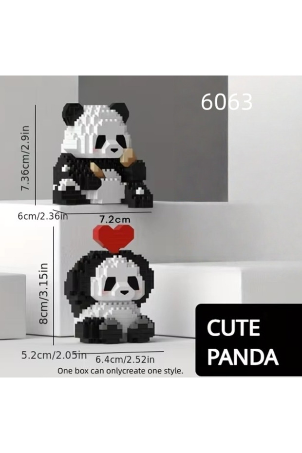 6063 Cute Panda Building Blocks, DIY Educational Toys, Christmas/Halloween/Thanksgiving Day Gift