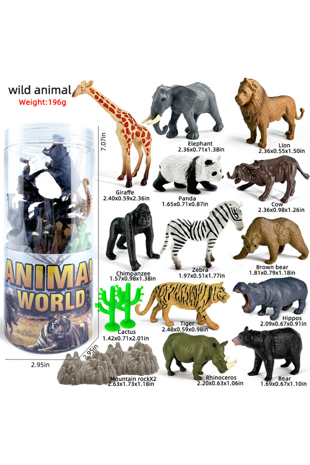 B SET Miniature Lion Shark Horse Dinosaur Animals Model Set Action Figures Figurine Zoo Cute Educati